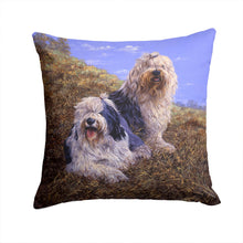 Load image into Gallery viewer, Old English Sheepdogs by Michael Herring Throw Pillow - 14x14 Decorative Pillow – Art for Your Home &amp; Patio HMHE0229PW1414