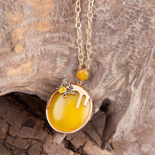Load image into Gallery viewer, Yellow Agate Honey Drip Golden Necklace