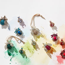 Load image into Gallery viewer, Sparkle bee hanging ornament, emerald