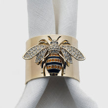 Load image into Gallery viewer, Stripey bee napkin rings, set of two