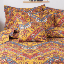 Load image into Gallery viewer, Tache Mustard Yellow Blue Red Paisley Chevron Hanging Gardens Cushion Cover 2-Pieces (HS3148Y)