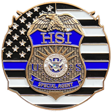 Load image into Gallery viewer, EL16-18 HSI Special Agent Thin Blue Line Negotiator Challenge Coin
