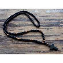 Load image into Gallery viewer, Protection Black Onyx Cross &amp; Rosary Necklace