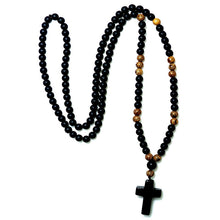 Load image into Gallery viewer, Protection Black Onyx Cross &amp; Rosary Necklace
