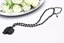 Load image into Gallery viewer, Obsidian Carved Mother &amp; Baby Elephant Necklace