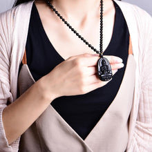 Load image into Gallery viewer, Obsidian Buddha Focus Pendant Necklace