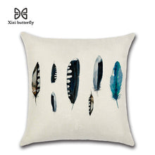 Load image into Gallery viewer, Free Spirit Feather Linen Cushion Cover