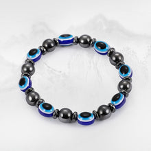 Load image into Gallery viewer, Blue Evil Eye Hematite Omni Protection Bracelet