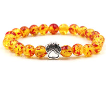 Load image into Gallery viewer, Natural Stone Beads Bracelet with Footprint Paw Charm