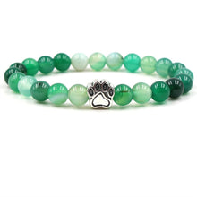 Load image into Gallery viewer, Natural Stone Beads Bracelet with Footprint Paw Charm