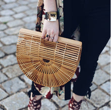 Load image into Gallery viewer, Elegant Bamboo Moon Basket Bag - 5 Colors
