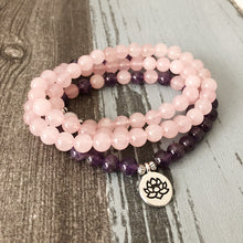 Load image into Gallery viewer, Rose Quartz &amp; Amethyst Mala