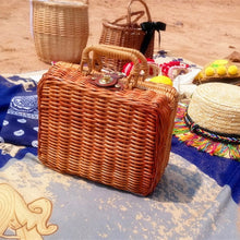 Load image into Gallery viewer, Vintage Handmade Wicker Picnic Basket