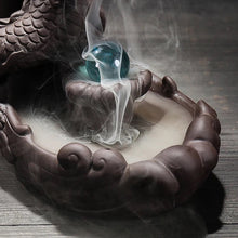Load image into Gallery viewer, Ceramic Dragon Back-flow Incense Burner - 10 Incense Cones free gift