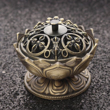 Load image into Gallery viewer, Handmade Lotus Flower Copper Alloy Incense Burner