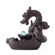 Load image into Gallery viewer, Ceramic Dragon Back-flow Incense Burner - 10 Incense Cones free gift