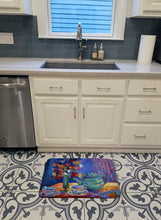 Load image into Gallery viewer, Blue Tea by Wendy Hoile Machine Washable Memory Foam Mat HWH0010RUG