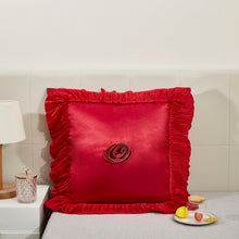 Load image into Gallery viewer, Tache Satin Ruffle Victorian Glam Romantic Red Rose Euro Sham (HY4174)