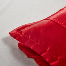 Load image into Gallery viewer, Tache Satin Ruffle Victorian Glam Romantic Red Rose Euro Sham (HY4174)
