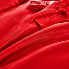 Load image into Gallery viewer, Tache Satin Ruffle Victorian Glam Romantic Red Rose Comforter Set (HY4174)