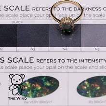 Load image into Gallery viewer, Stunning Australian Black Opal Diamond Halo Engagement Ring 18K Yellow Gold