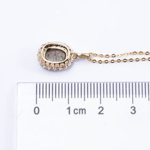 Load image into Gallery viewer, Bright Green Halo Diamond Tsavorite Black Opal Necklace 18k Yellow Gold