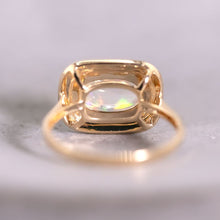 Load image into Gallery viewer, Halo de Fuego - Fire Opal &amp; Diamond Engagement Ring 18K Yellow Gold