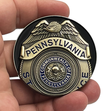 Load image into Gallery viewer, BL11-001 PSP Pennsylvania State Police Trooper Saint Michael Patron Saint Challenge Coin ST. MICHAEL