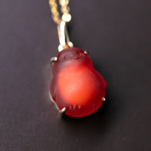 Load image into Gallery viewer, Super Adorable Handcarved Penguin Egg Fire Opal Necklace 18K Yellow Gold