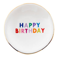 Load image into Gallery viewer, Happy Birthday Trinket Tray &amp; Earring Set | Ceramic Dish Tray and Jewelry Gem Stones Earring Gift Set | Gift for Her