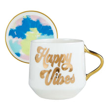 Load image into Gallery viewer, Happy Vibes Mug &amp; Coaster Lid in Groovy Tie-Dye