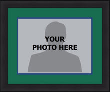 Load image into Gallery viewer, NHL Hockey Photo Picture Frame Kit - Hartford Whalers (Green Matting, Blue Trim)
