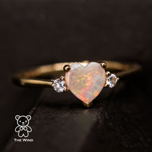 Load image into Gallery viewer, Heart Shaped Australian Solid Opal &amp; Diamond Engagement Ring 18K Yellow Gold