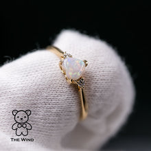 Load image into Gallery viewer, Heart Shaped Australian Solid Opal &amp; Diamond Engagement Ring 18K Yellow Gold
