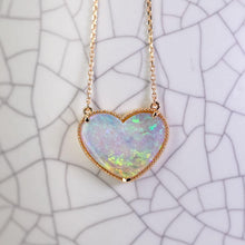 Load image into Gallery viewer, 2.38ct Heart Shaped Australian Solid Opal Necklace 18K Yellow Gold