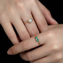 Load image into Gallery viewer, Heart Shaped Solid Opal Halo Diamond Engagement Ring 18K Yellow Gold