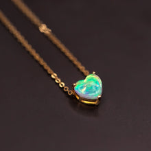 Load image into Gallery viewer, Heart Shaped Australian Solid Opal Necklace 18k Yellow Gold