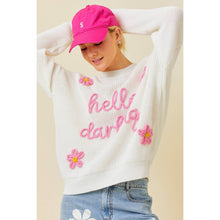 Load image into Gallery viewer, Hello Darling Flower Trim Sweater | Comfy Vintage Knit Sweatshirt [Size SM Remaining]