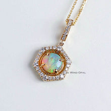 Load image into Gallery viewer, One of a Kind Hexagon Two Sides Sime Black Opal Diamond Tsavorite Necklace 18k Gold