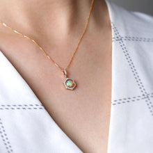 Load image into Gallery viewer, One of a Kind Hexagon Two Sides Sime Black Opal Diamond Tsavorite Necklace 18k Gold