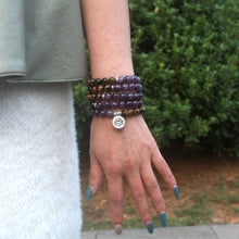 Load image into Gallery viewer, Peace &amp; Protection Amethyst Tiger Eye Mala