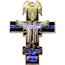 Load image into Gallery viewer, GL10-005 Hialeah Police Department Thin Blue Line St. Michael Cross Challenge Coin medallion