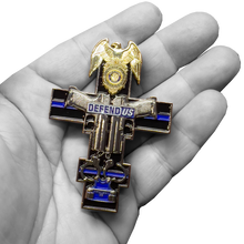 Load image into Gallery viewer, GL10-005 Hialeah Police Department Thin Blue Line St. Michael Cross Challenge Coin medallion