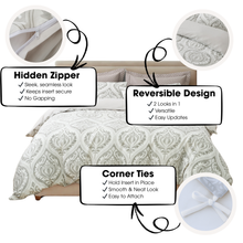Load image into Gallery viewer, Tache Dreamy Moon Sky Ogee Damask Heather Gray White Duvet Cover (TB300)