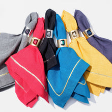 Load image into Gallery viewer, Single gem napkin rings, topaz, set of two