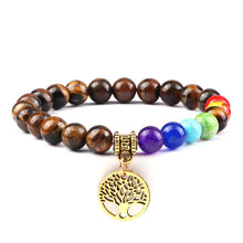 Load image into Gallery viewer, 7 Chakra Protection Bracelet With Tiger Eye