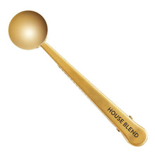 Load image into Gallery viewer, House Blend Coffee Clip + Scoop in Brass Finish | Stainless Steel Measuring Spoon/Resealer
