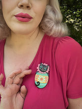 Load image into Gallery viewer, Eggcellent Black Cat Brooch Johanna Parker x Lipstick &amp; Chrome