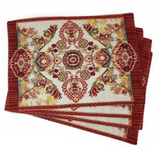 Load image into Gallery viewer, Tache Elegant Burgundy Ornate Paisley Woven Tapestry Placemat Set (18194)