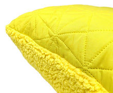 Load image into Gallery viewer, DaDa Bedding Hand-Made Tuscan Sun Yellow Sherpa Backside Quilted Throw Pillow - 18" x 18"